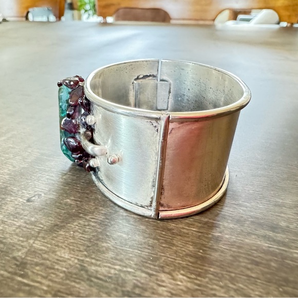 Vintage 1940’s Mexican Raw Amethyst, Green Onyx Bracelet - Picture 4 of 10